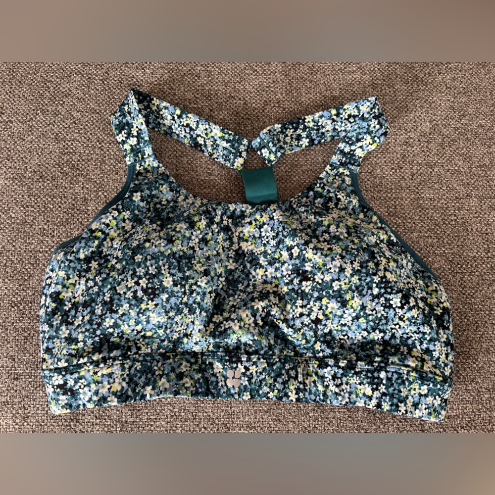Sweaty Betty Blue and Green Floral Sports Bra